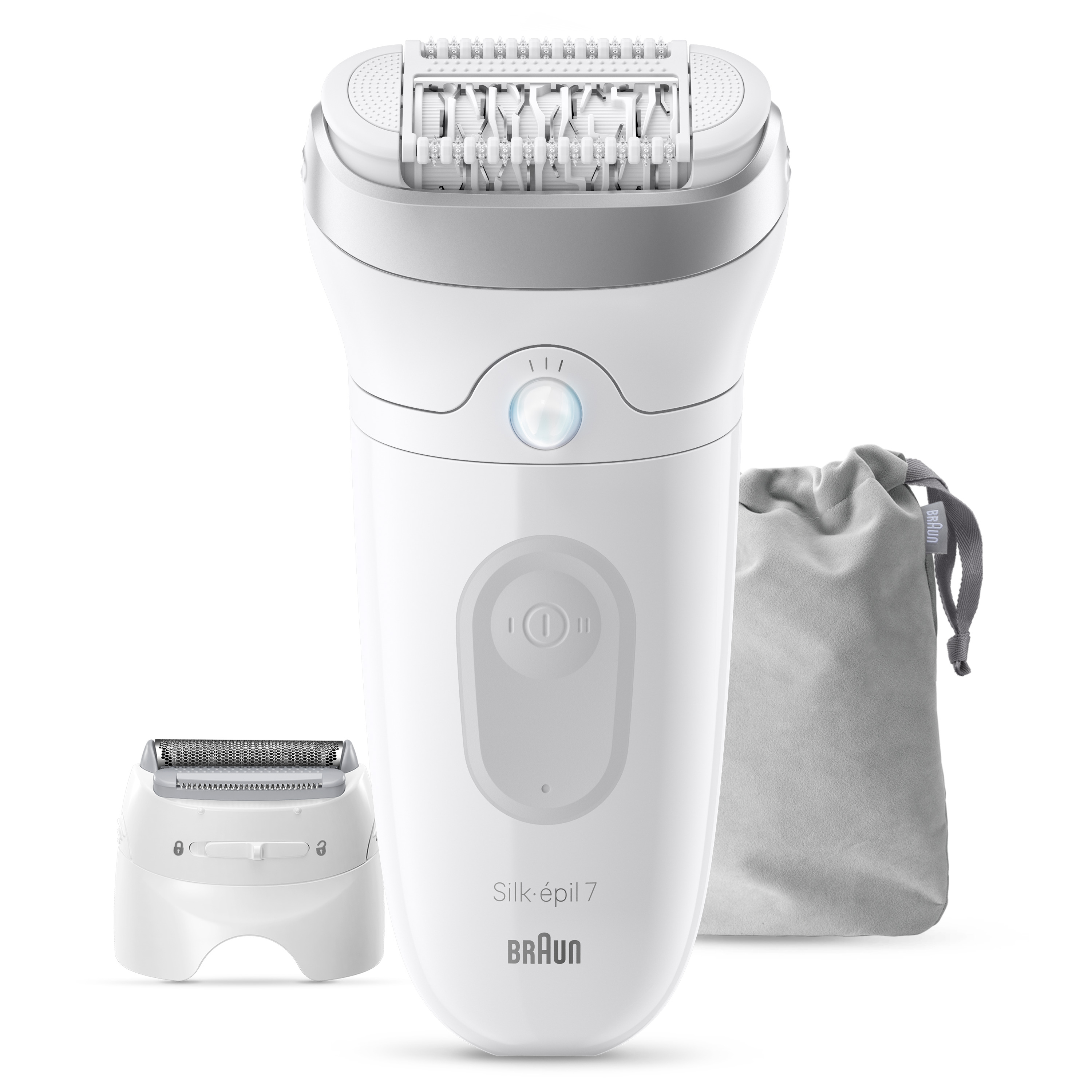 BRAUN Epilierer Wet&Dry Silk-épil 9 40 Pinzetten mit Etui, Weiß/Grau