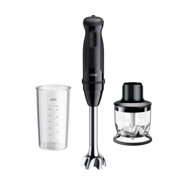 Braun Minipimer Multiquick 3, 900W 3 velocità con tritatutto, nero