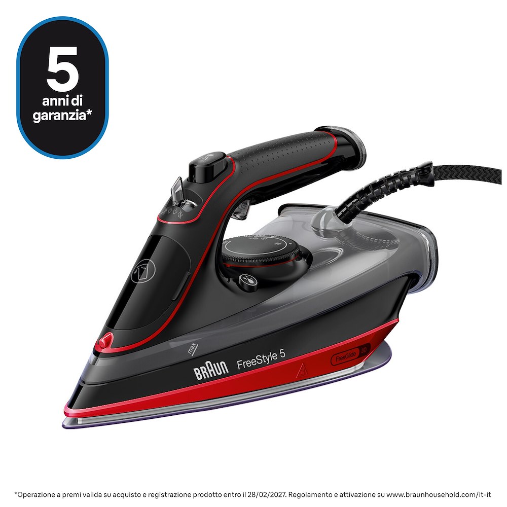 BRAUN Dampfbügeleisen 2700W mit Superkeramik-Bügelsohle Schwarz/Rot