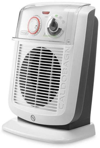 Termoventilatore da bagno DE LONGHI 2200W con 3 livelli di potenza e timer, bianco