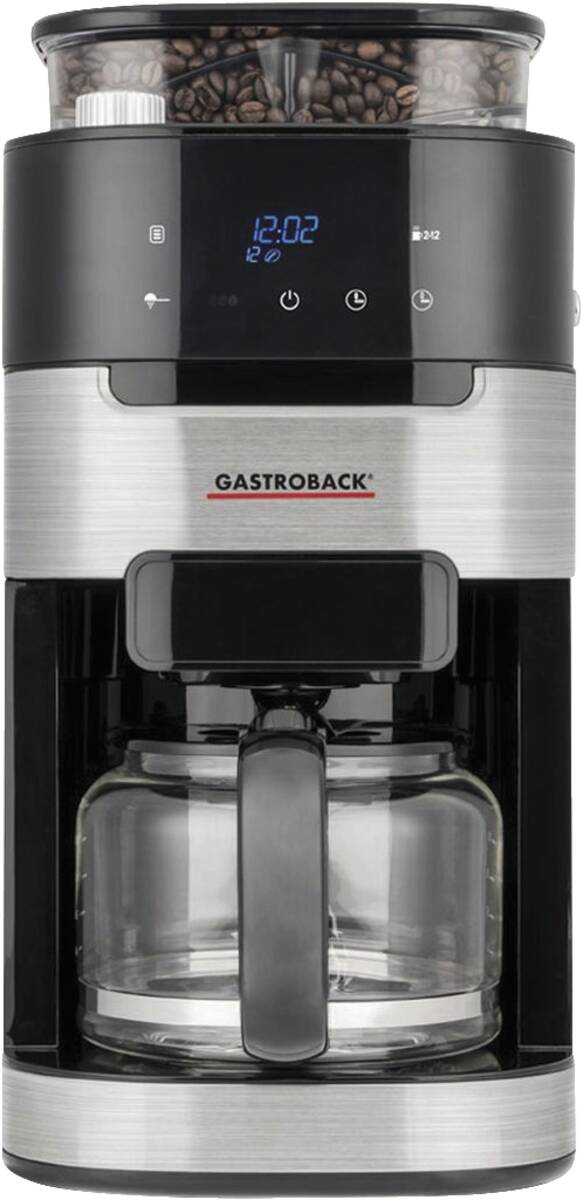 Gastroback Filterkaffeemaschine 42711 Glas Grind & Brew Silber-Schwarz